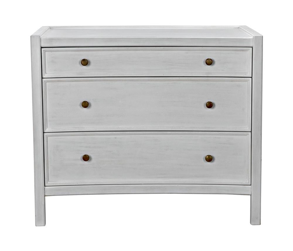 Noir Hampton Side Table, 3-Drawer, White Wash, 30"H (GTAB245WH YUU6013NQ5)
