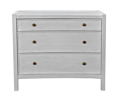 Noir Hampton Side Table, 3-Drawer, White Wash, 30"H (GTAB245WH YUU6013NQ5)