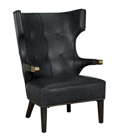 Noir Heracles Lounge Chair Antique Brass, Black