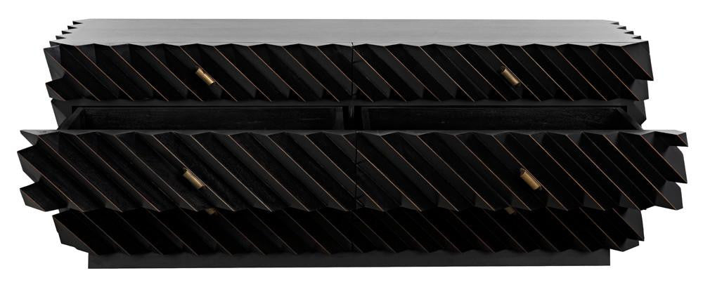 Noir Hikaru Dresser, 6-Drawer, Hand-Rubbed Black, 76"W GDRE247HB, Noir GDRE247HB YUU6013MQM