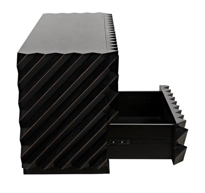 Noir Hikaru Dresser, 6-Drawer, Hand-Rubbed Black, 76"W GDRE247HB, Noir GDRE247HB YUU6013MQM
