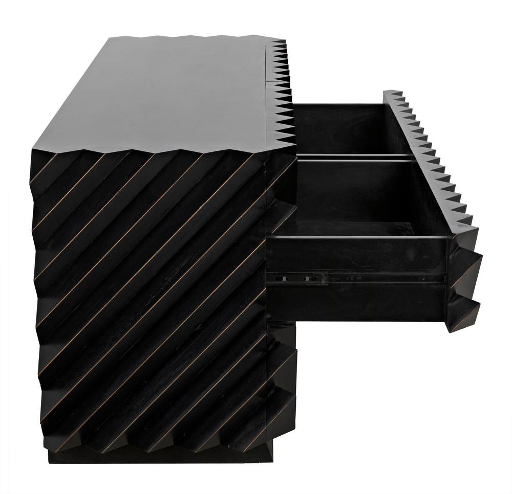 Noir Hikaru Dresser, 6-Drawer, Hand-Rubbed Black, 76"W GDRE247HB, Noir GDRE247HB YUU6013MQM
