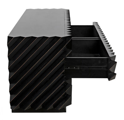 Noir Hikaru Dresser, 6-Drawer, Hand-Rubbed Black, 76"W GDRE247HB, Noir GDRE247HB YUU6013MQM