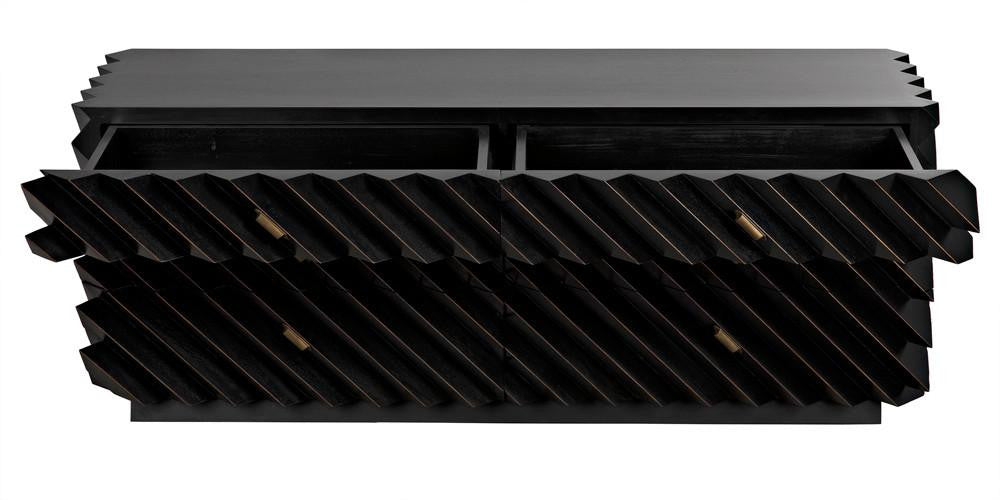 Noir Hikaru Dresser, 6-Drawer, Hand-Rubbed Black, 76"W GDRE247HB, Noir GDRE247HB YUU6013MQM