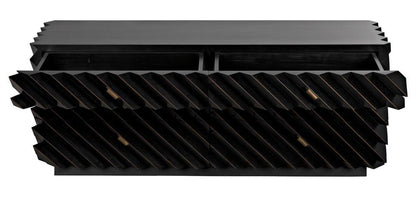 Noir Hikaru Dresser, 6-Drawer, Hand-Rubbed Black, 76"W GDRE247HB, Noir GDRE247HB YUU6013MQM