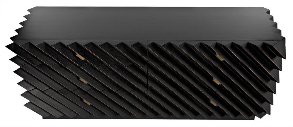 Noir Hikaru Dresser, 6-Drawer, Hand-Rubbed Black, 76"W GDRE247HB, Noir GDRE247HB YUU6013MQM