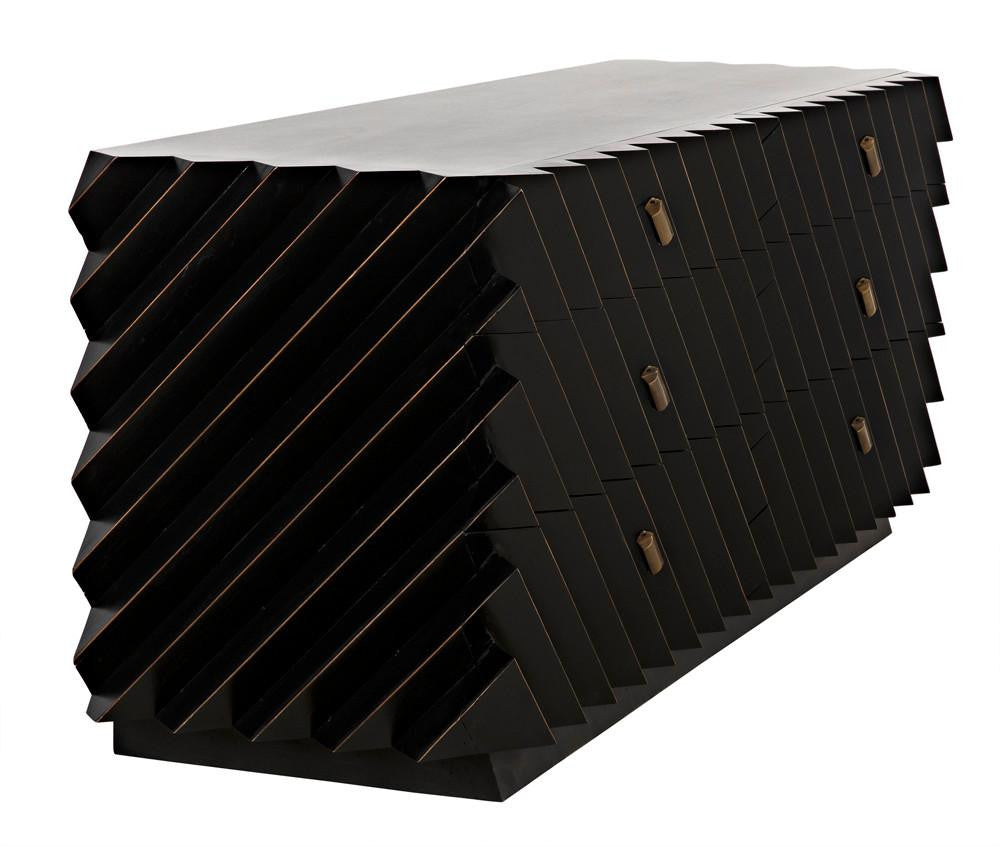 Noir Hikaru Dresser, 6-Drawer, Hand-Rubbed Black, 76"W GDRE247HB, Noir GDRE247HB YUU6013MQM