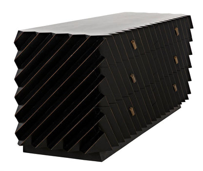Noir Hikaru Dresser, 6-Drawer, Hand-Rubbed Black, 76"W GDRE247HB, Noir GDRE247HB YUU6013MQM
