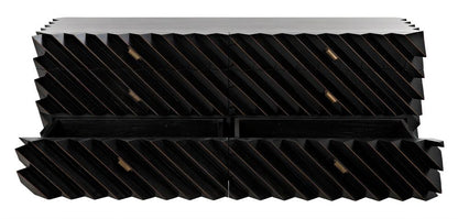 Noir Hikaru Dresser, 6-Drawer, Hand-Rubbed Black, 76"W GDRE247HB, Noir GDRE247HB YUU6013MQM
