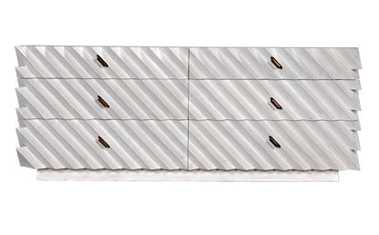 Noir Hikaru Dresser, 6-Drawer, White Wash, 76"W GDRE247WH, Noir GDRE247WH YUU6013MQN