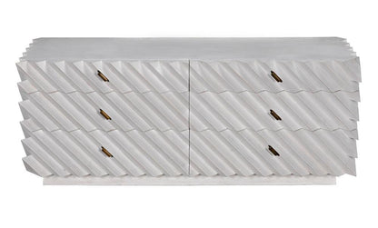 Noir Hikaru Dresser, 6-Drawer, White Wash, 76"W GDRE247WH, Noir GDRE247WH YUU6013MQN