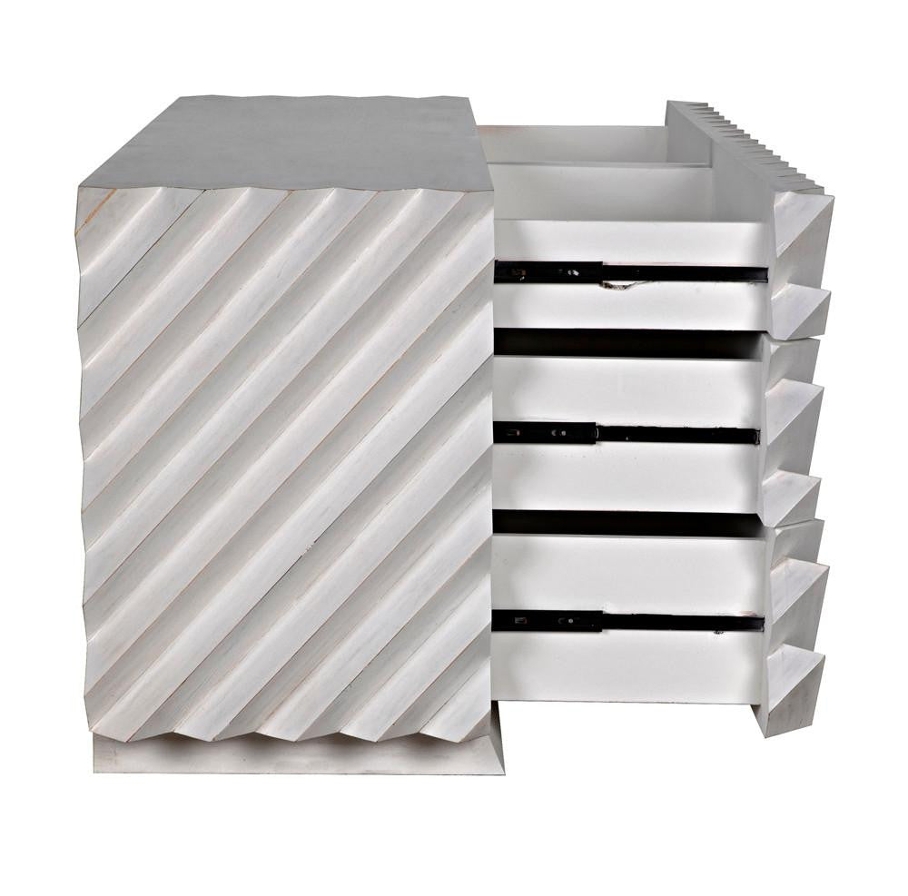 Noir Hikaru Dresser, 6-Drawer, White Wash, 76"W GDRE247WH, Noir GDRE247WH YUU6013MQN