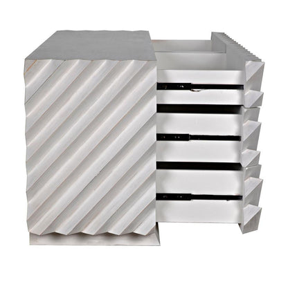 Noir Hikaru Dresser, 6-Drawer, White Wash, 76"W GDRE247WH, Noir GDRE247WH YUU6013MQN