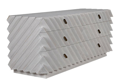 Noir Hikaru Dresser, 6-Drawer, White Wash, 76"W GDRE247WH, Noir GDRE247WH YUU6013MQN