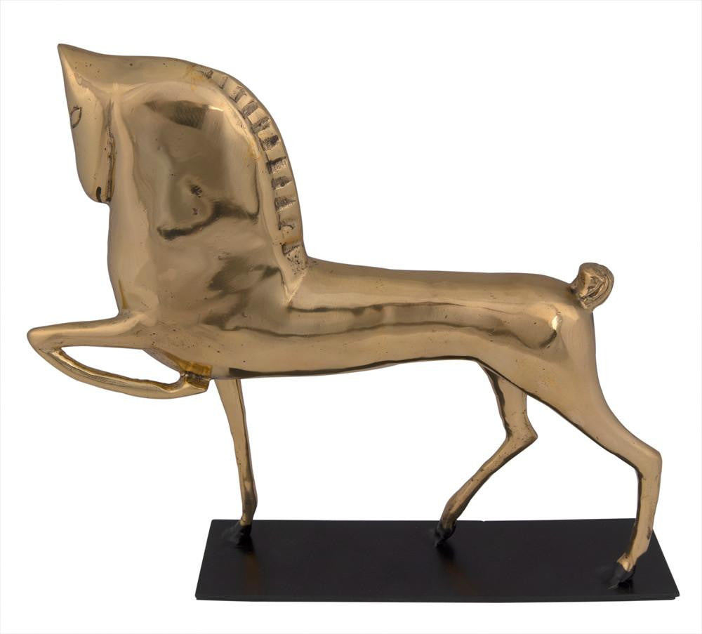 Noir Horse On Stand Sculpture Antique Brass, Matte Black