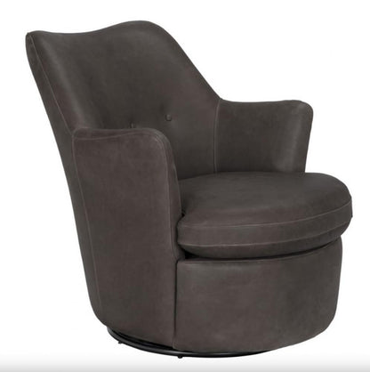 Noir Hotchkiss Swivel Arm Chair Brown Leather