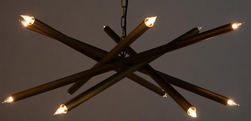Noir Ikram Chandelier, 12-Light, Antique Brass, 34"W (LAMP649MB YUU6013GWC)