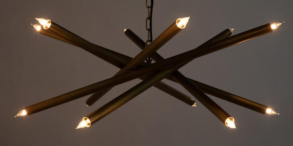 Noir Ikram Chandelier, 12-Light, Antique Brass, 34"W (LAMP649MB YUU6013GWC)