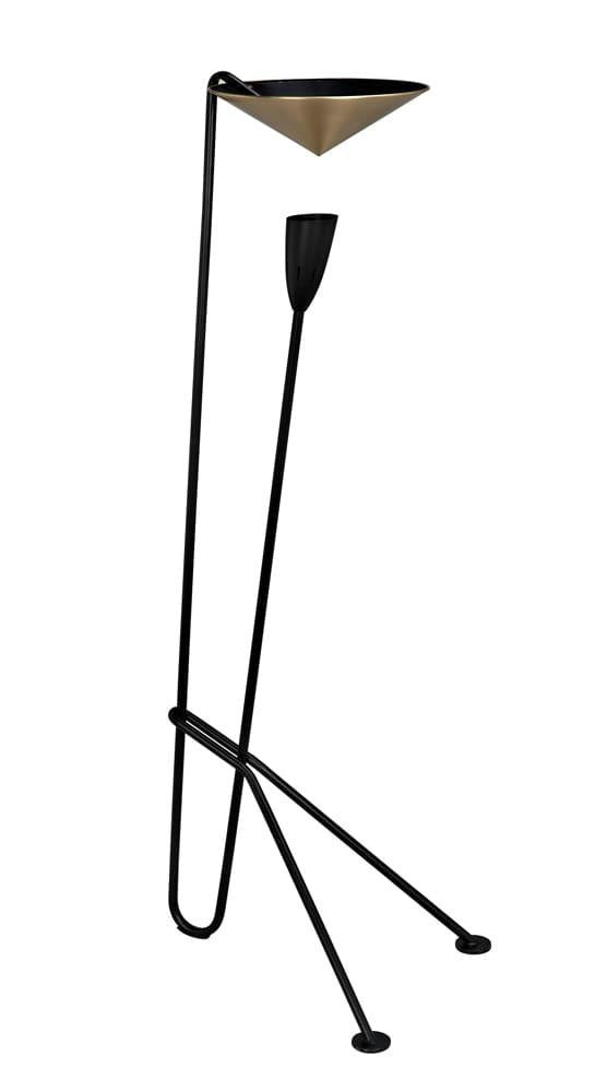 Noir Jetset Floor Lamp Matte Black, Antique Brass