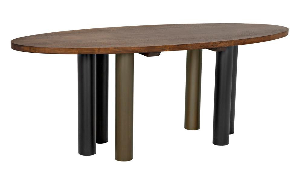 Noir Journal Dining Table Dark Walnut, Matte Black