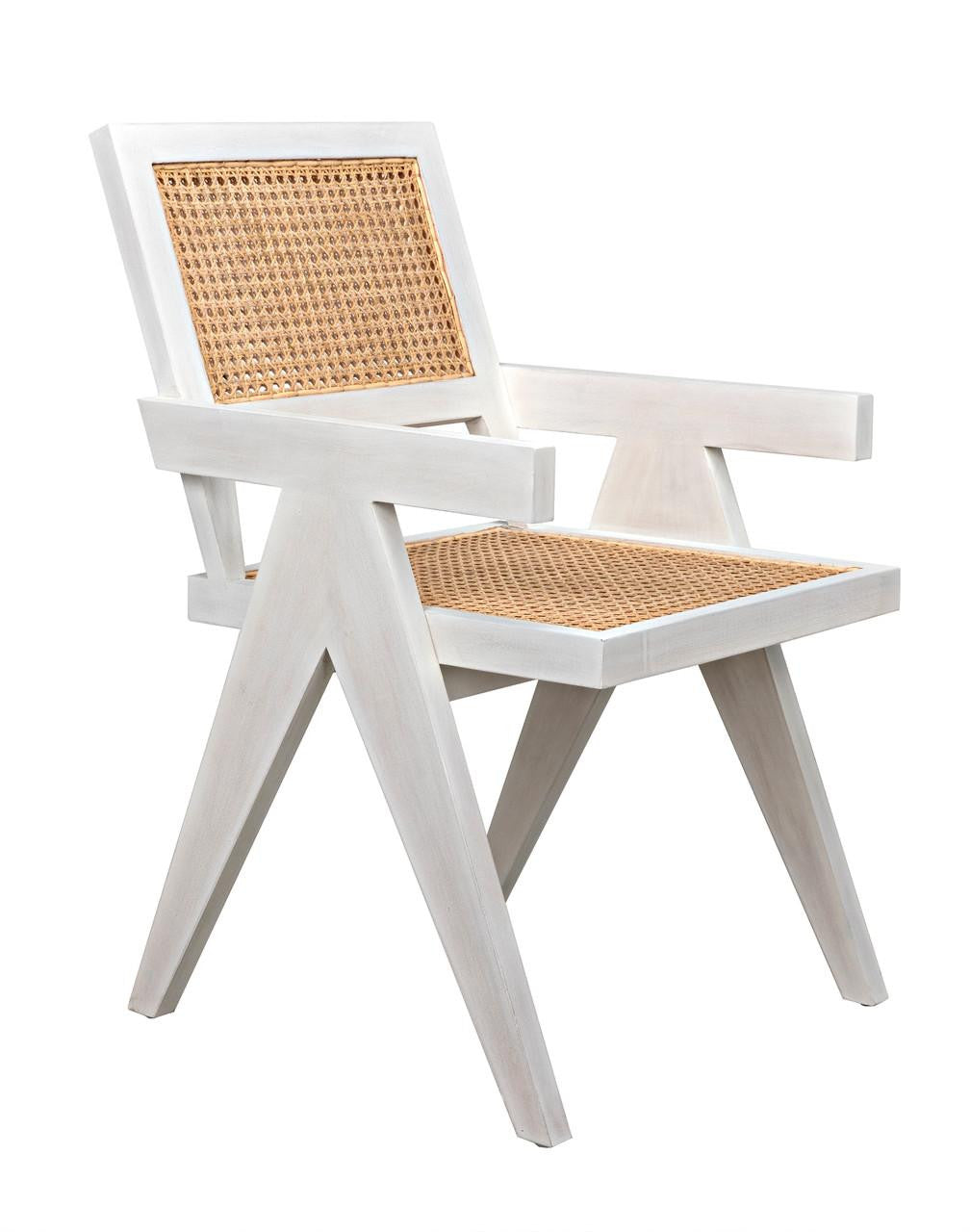 Noir Jude Dining Chair, White Wash, Caning, 35"H (GCHA278WH YUU6013JWM)