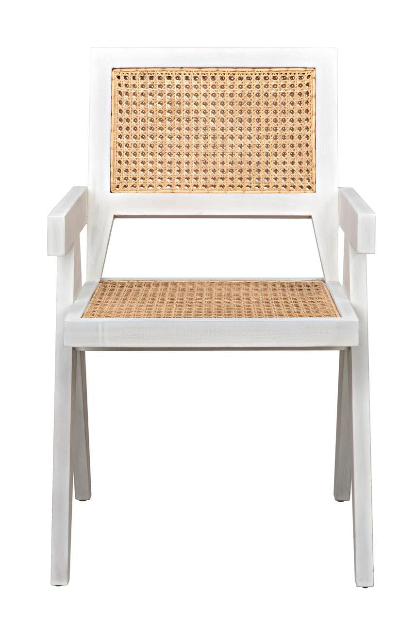 Noir Jude Dining Chair, White Wash, Caning, 35"H (GCHA278WH YUU6013JWM)