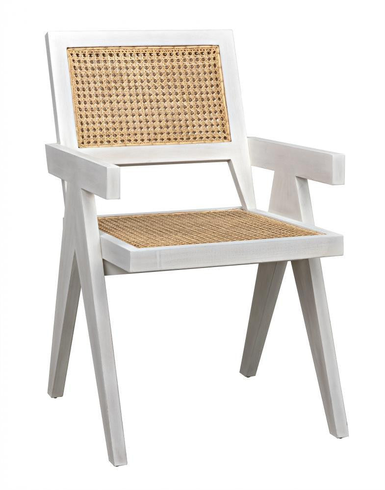 Noir Jude Dining Chair, White Wash, Caning, 35"H (GCHA278WH YUU6013JWM)