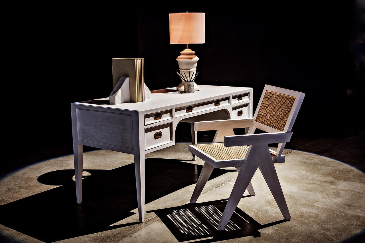 Noir Jude Dining Chair, White Wash, Caning, 35"H (GCHA278WH YUU6013JWM)