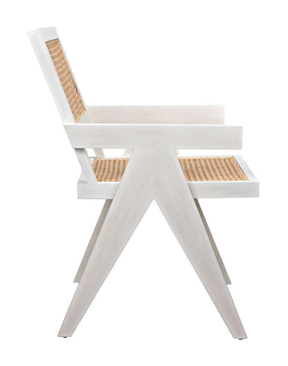 Noir Jude Dining Chair, White Wash, Caning, 35"H (GCHA278WH YUU6013JWM)