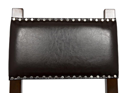 Noir Kerouac Dining Chair, Distressed Brown, Brown Leather, 37"H (GCHA275D YUU6013JWQ)
