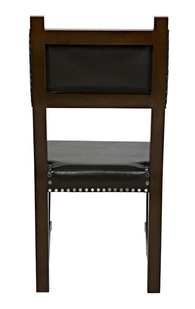 Noir Kerouac Dining Chair, Distressed Brown, Brown Leather, 37"H (GCHA275D YUU6013JWQ)