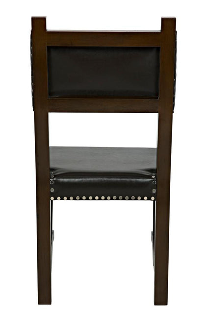 Noir Kerouac Dining Chair, Distressed Brown, Brown Leather, 37"H (GCHA275D YUU6013JWQ)