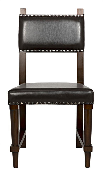 Noir Kerouac Dining Chair, Distressed Brown, Brown Leather, 37"H (GCHA275D YUU6013JWQ)
