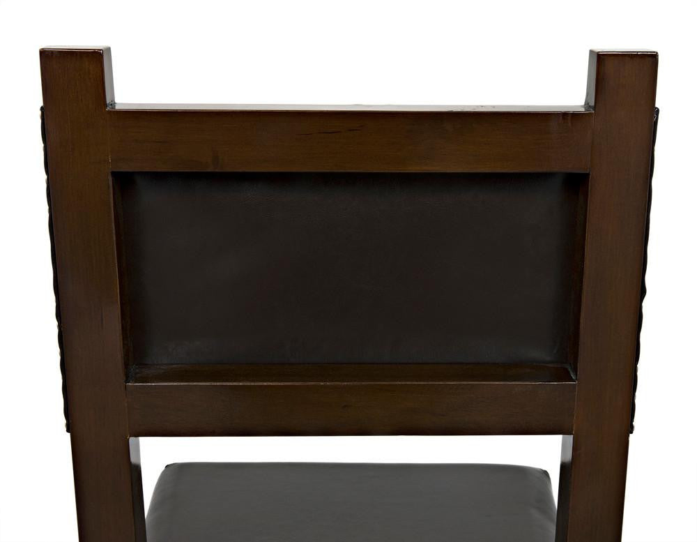 Noir Kerouac Dining Chair, Distressed Brown, Brown Leather, 37"H (GCHA275D YUU6013JWQ)