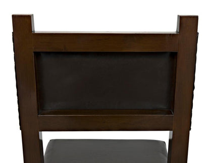 Noir Kerouac Dining Chair, Distressed Brown, Brown Leather, 37"H (GCHA275D YUU6013JWQ)