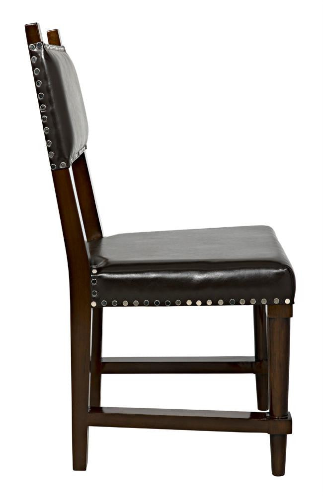 Noir Kerouac Dining Chair, Distressed Brown, Brown Leather, 37"H (GCHA275D YUU6013JWQ)