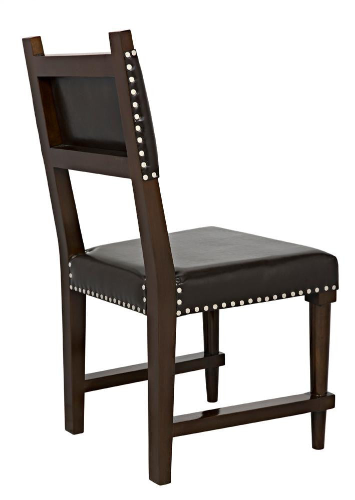 Noir Kerouac Dining Chair, Distressed Brown, Brown Leather, 37"H (GCHA275D YUU6013JWQ)