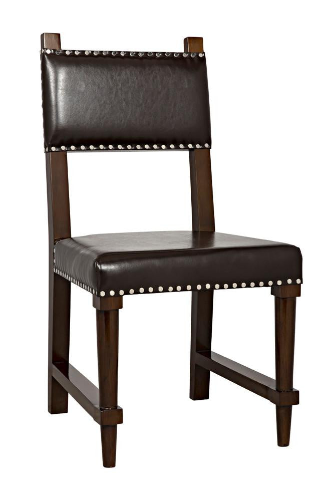 Noir Kerouac Dining Chair, Distressed Brown, Brown Leather, 37"H (GCHA275D YUU6013JWQ)