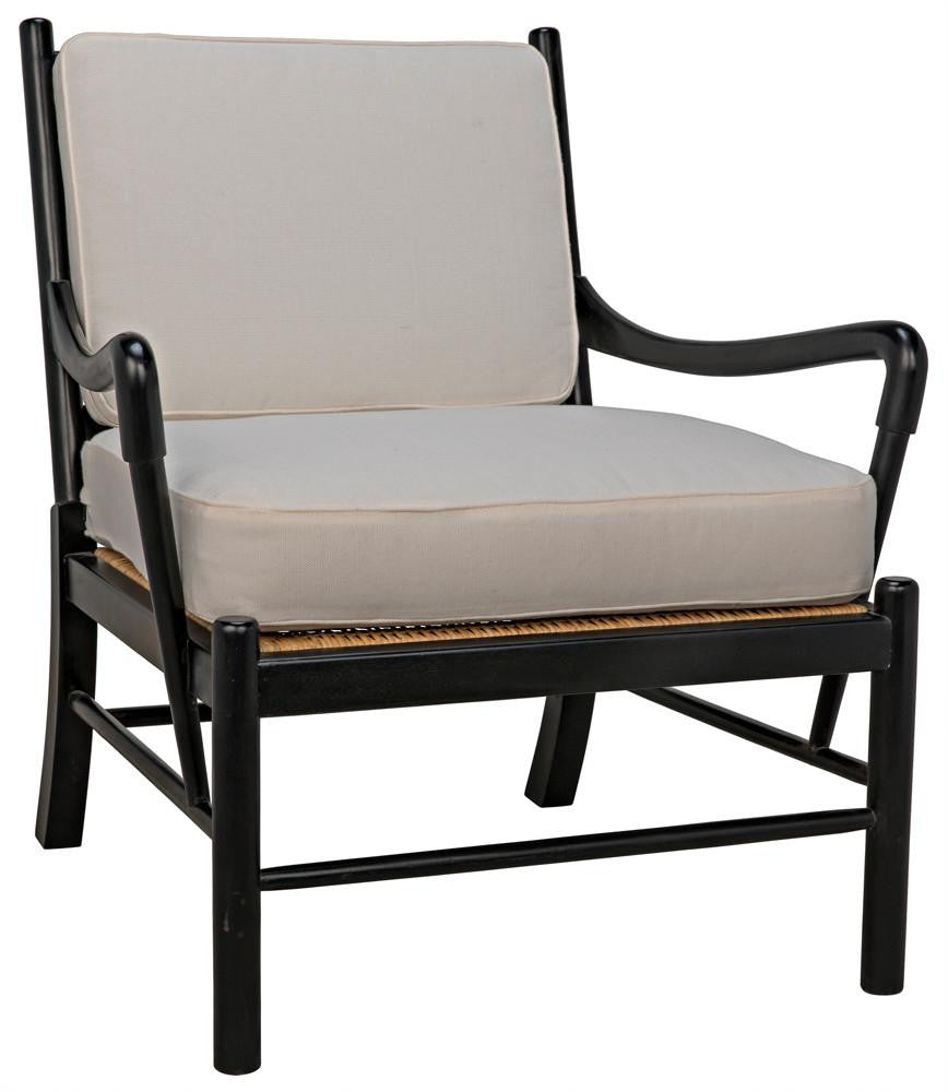 Noir Kevin Armchair Hand-Rubbed Black, White
