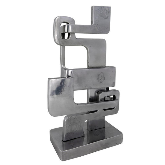 Noir Kubric Sculpture Polished Silver