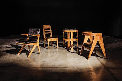 Noir Laila Dining Chair, Natural, Black Leather, 36"H (AE-172T YUU6013JWV)