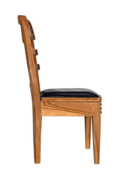 Noir Laila Dining Chair, Natural, Black Leather, 36"H (AE-172T YUU6013JWV)