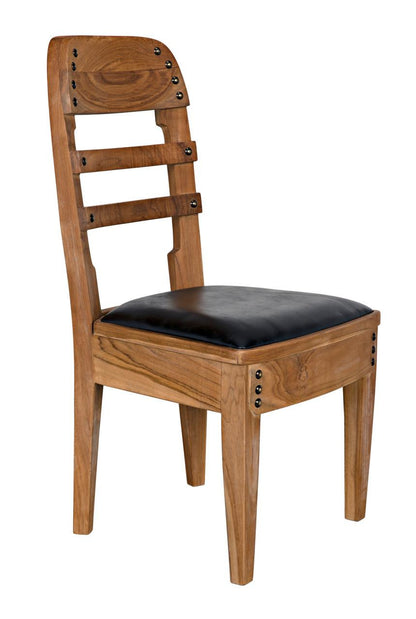 Noir Laila Dining Chair, Natural, Black Leather, 36"H (AE-172T YUU6013JWV)