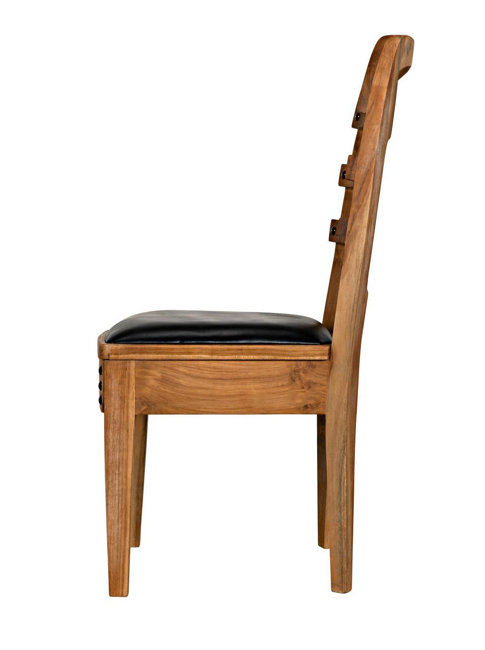 Noir Laila Dining Chair, Natural, Black Leather, 36"H (AE-172T YUU6013JWV)