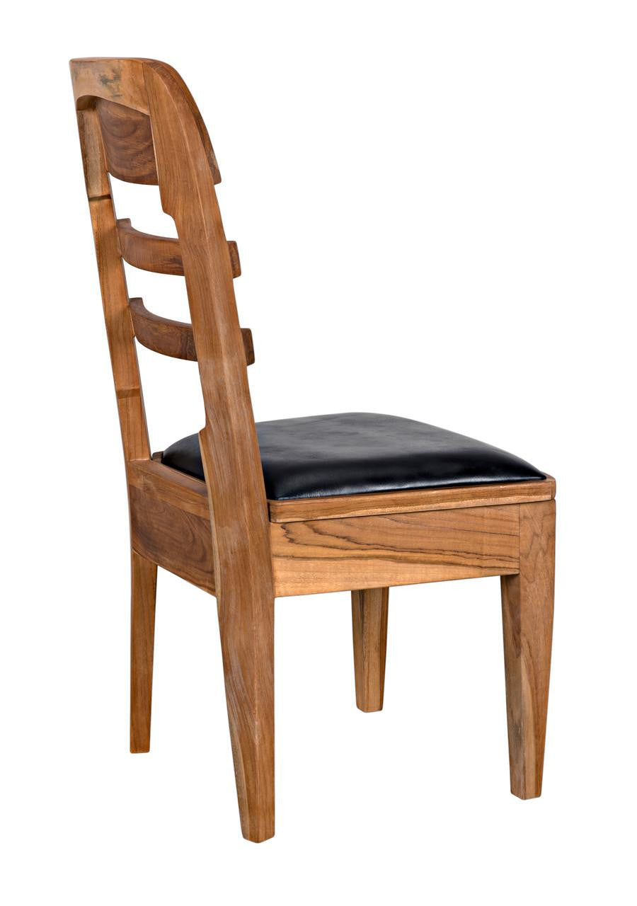 Noir Laila Dining Chair, Natural, Black Leather, 36"H (AE-172T YUU6013JWV)