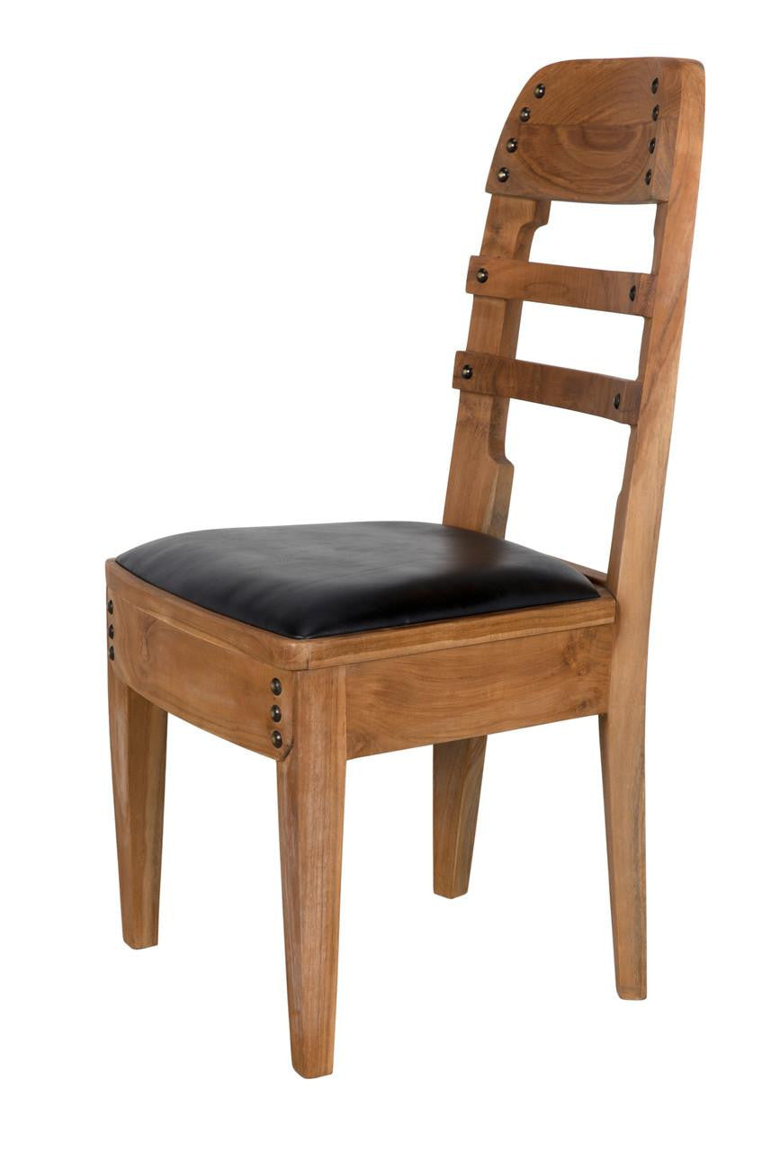 Noir Laila Dining Chair, Natural, Black Leather, 36"H (AE-172T YUU6013JWV)