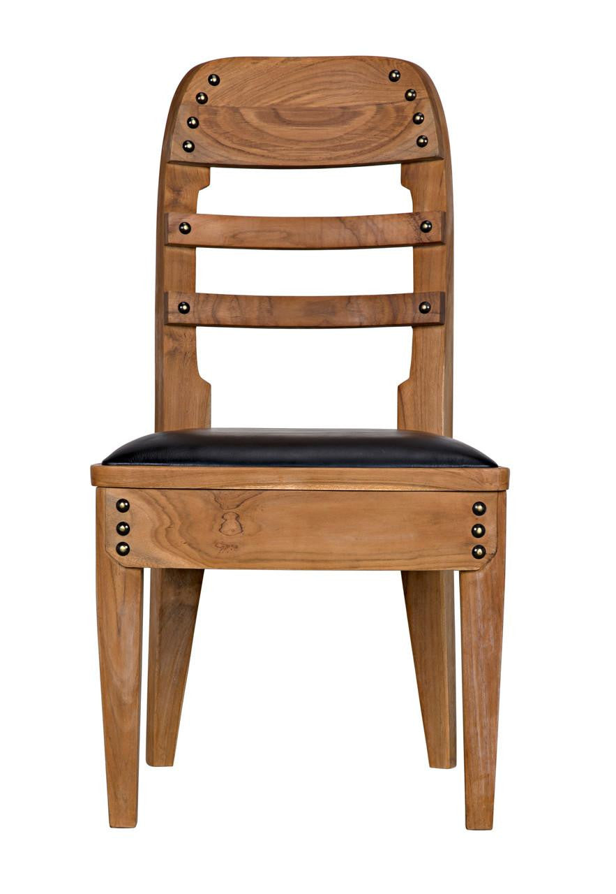 Noir Laila Dining Chair, Natural, Black Leather, 36"H (AE-172T YUU6013JWV)
