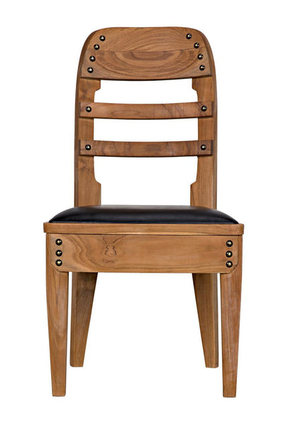 Noir Laila Dining Chair, Natural, Black Leather, 36"H (AE-172T YUU6013JWV)