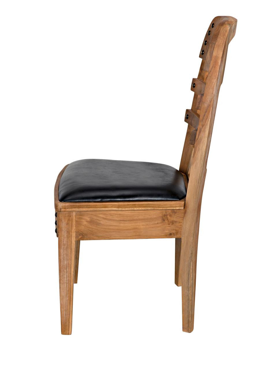 Noir Laila Dining Chair, Natural, Black Leather, 36"H (AE-172T YUU6013JWV)