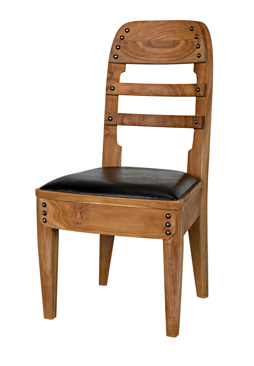 Noir Laila Dining Chair, Natural, Black Leather, 36"H (AE-172T YUU6013JWV)